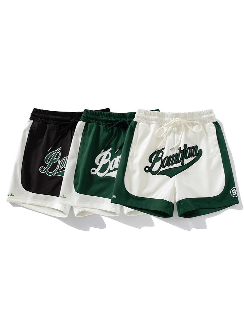 Trendy Brand Training Sports Pants Men's Summer American Loose Running Mesh Quick-Drying Sports Shorts Contrasting Color Summer Basketball Pants