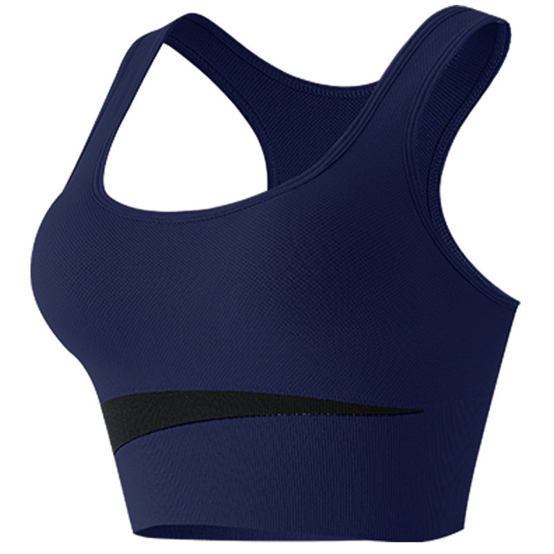 Contrast Color Beautiful Back Sports Bra for Women Without Rims Shock-Proof Vest Push-Up Fitness Running Yoga Quick-Drying Sports Bra
