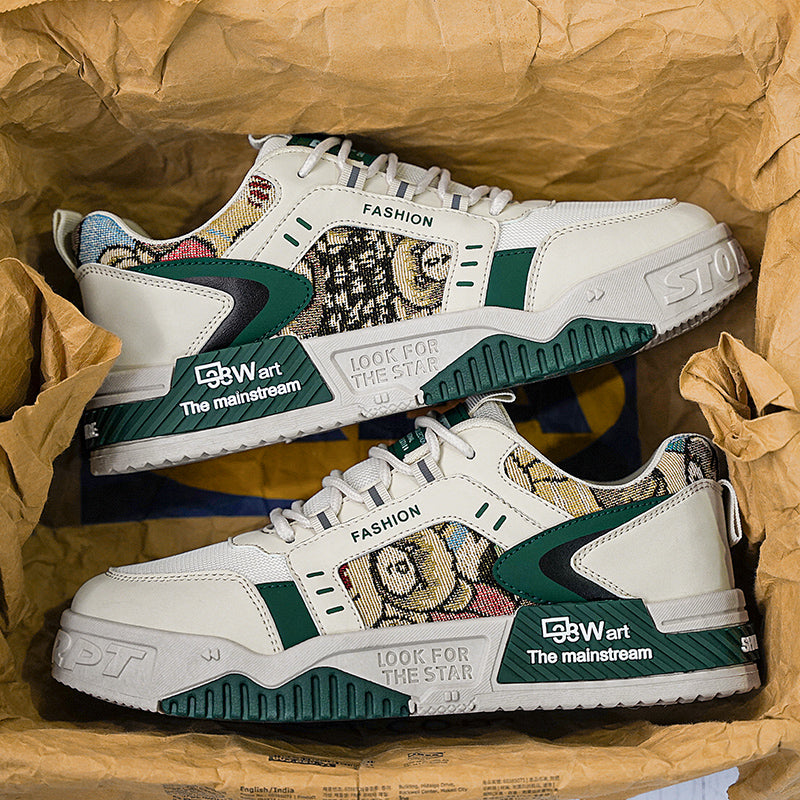 Men's Summer Mesh Breathable Versatile Casual Niche Canvas Sneakers Student Sports Height-Increasing White Trendy Shoes