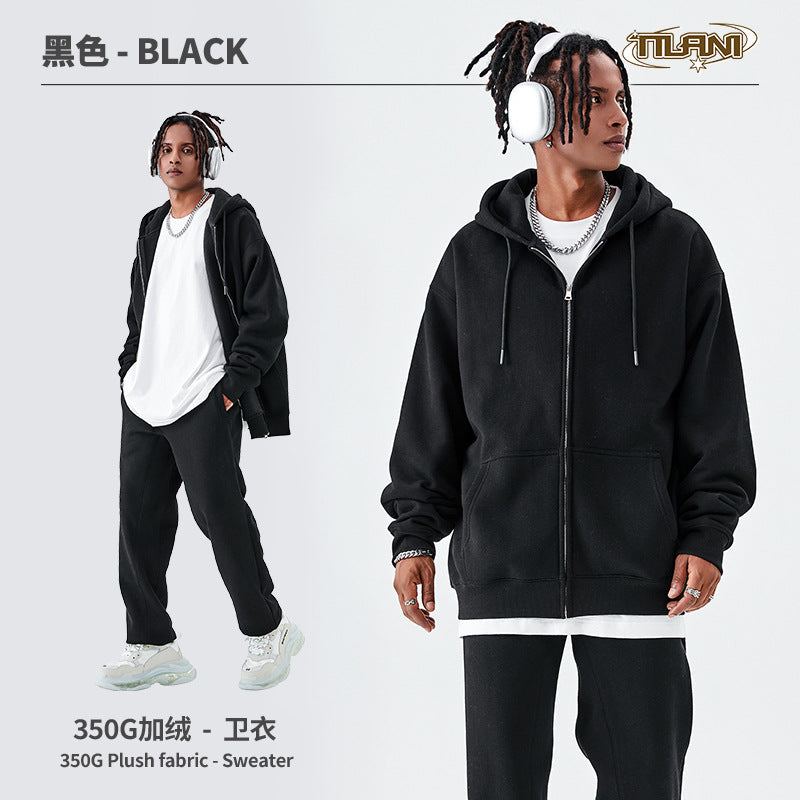 Tilani Men's Sweatshirt Cross-Border Casual Sports Suit Fashionable Pure Color Sweatshirt for Men and Women Simple Zipper Hoodie