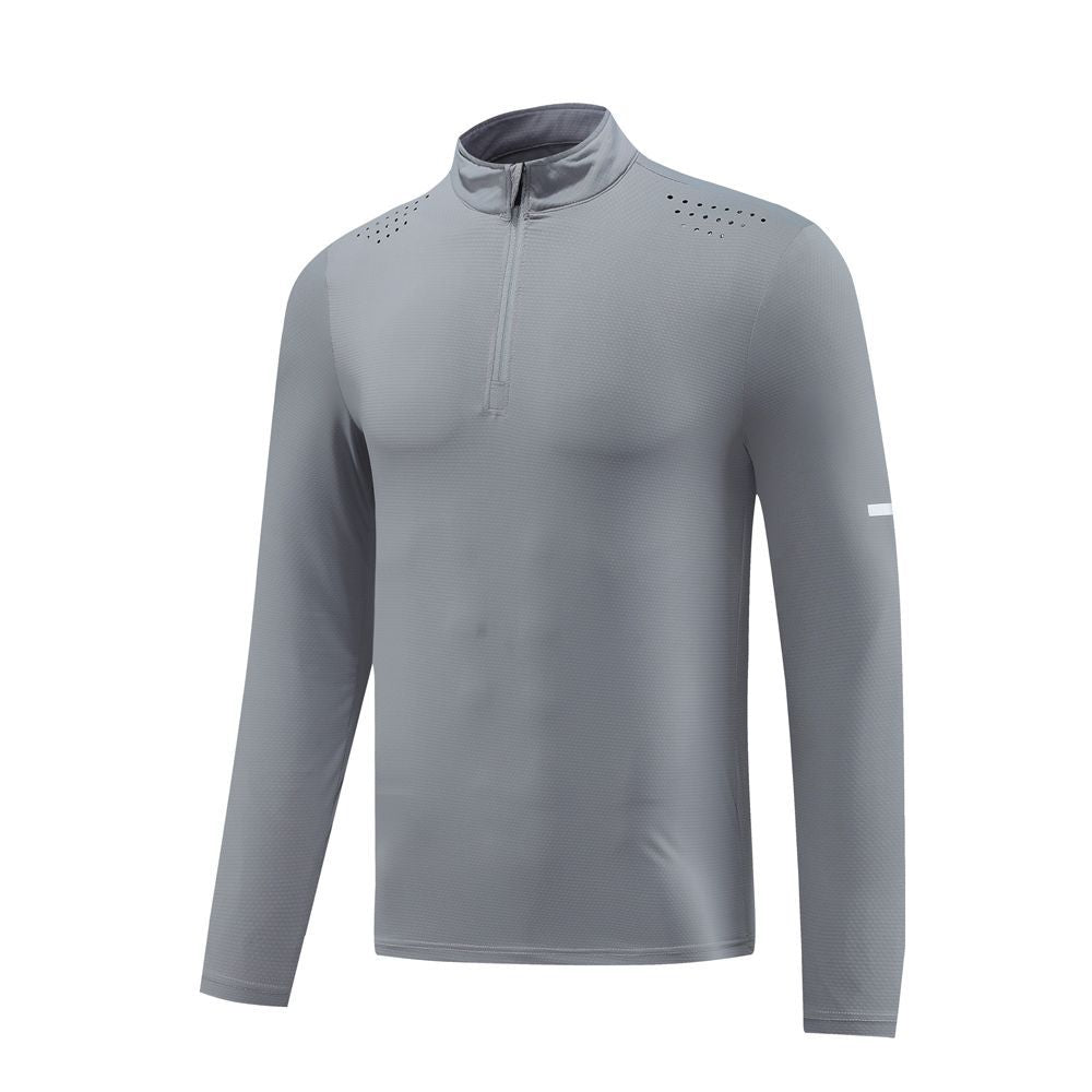 Autumn New Half-Zip Breathable Outdoor Leisure Sports Fitness Long-Sleeved Sports Quick-Drying Clothing Men's Long-Sleeved Tops