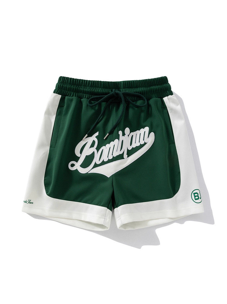Trendy Brand Training Sports Pants Men's Summer American Loose Running Mesh Quick-Drying Sports Shorts Contrasting Color Summer Basketball Pants