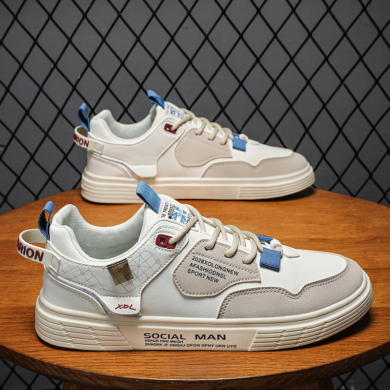 Men's Summer Mesh Breathable Versatile Casual Niche Canvas Sneakers Student Sports Height-Increasing White Trendy Shoes