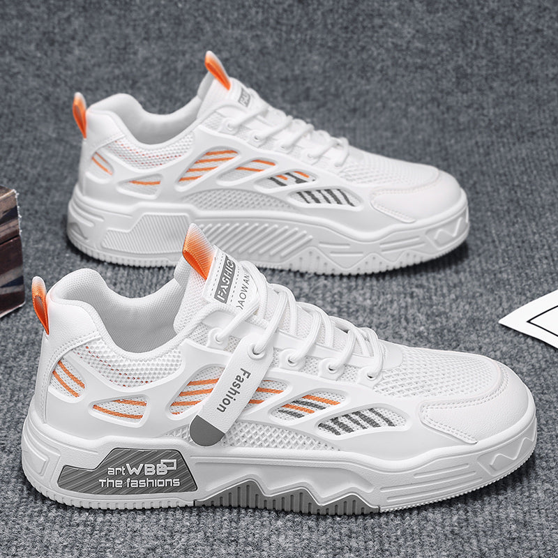 Men's Summer Mesh Breathable Versatile Casual Niche Canvas Sneakers Student Sports Height-Increasing White Trendy Shoes