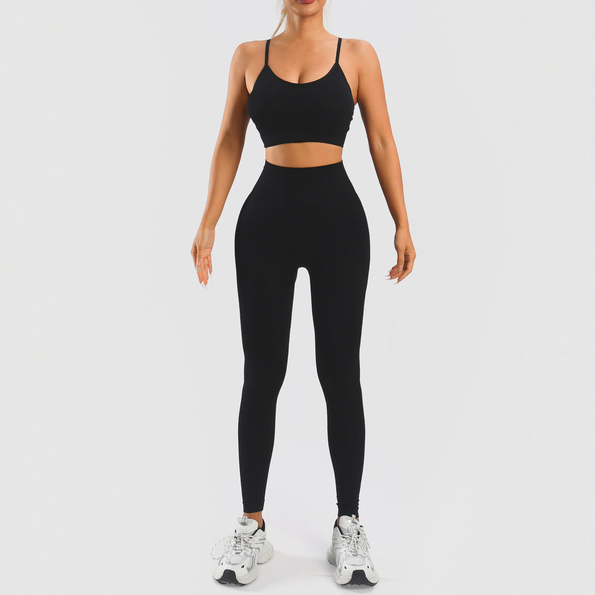 Amazon Sports Small Strap Push-up Bra Vest Short-sleeved High Waist Hip-up Trousers Fitness Yoga Sports Pants