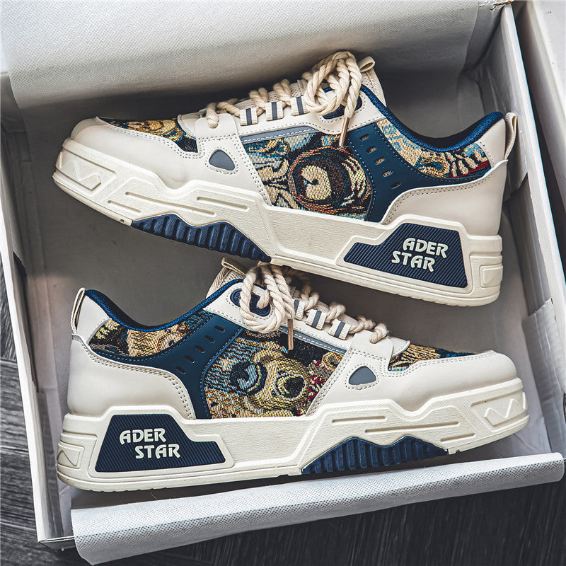 Men's Summer Mesh Breathable Versatile Casual Niche Canvas Sneakers Student Sports Height-Increasing White Trendy Shoes