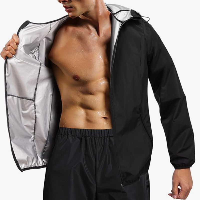 Cross-Border Sweat Suit Men's Jacket Sports Running Fitness Clothing Outdoor Training Sweat Yoga Clothing Zipper Cardigan Suit