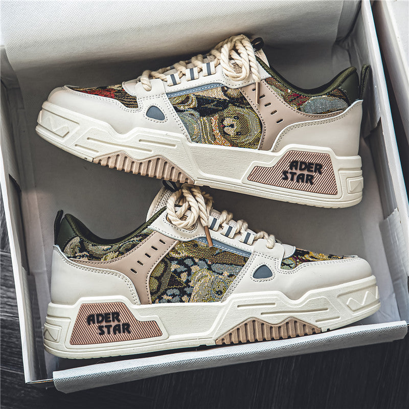 Men's Summer Mesh Breathable Versatile Casual Niche Canvas Sneakers Student Sports Height-Increasing White Trendy Shoes