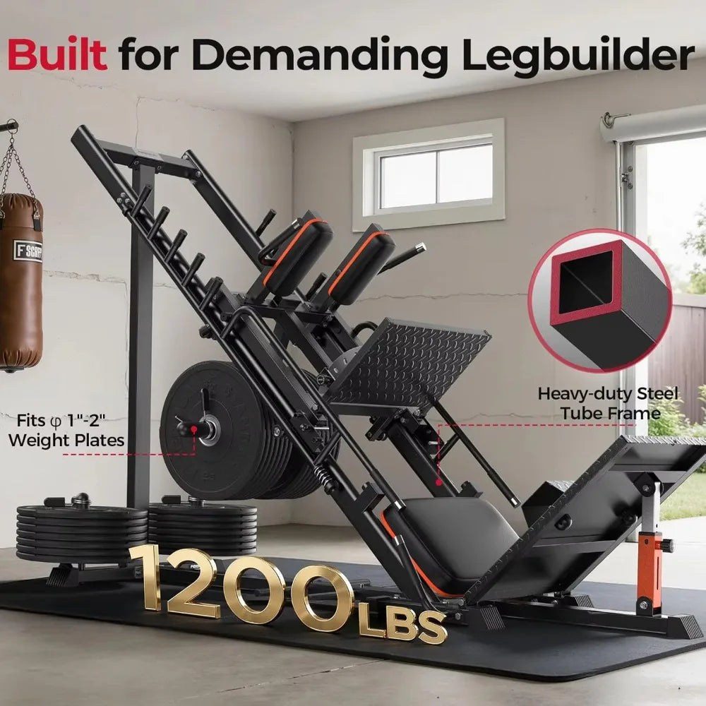 3-in-1 Leg Press Hack Squat Machine Ultra Quiet Pulley System Adjustable Home Gym Lower Body Strength Training Fitness Equipment