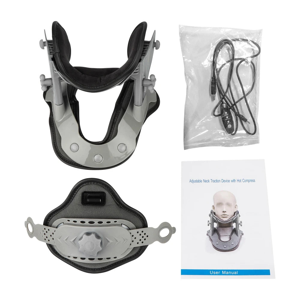 Adjustable Neck Traction Device Heating Neck Stretcher Cervical Traction Spine Collar Support  for Muscle Relaxation Home Office