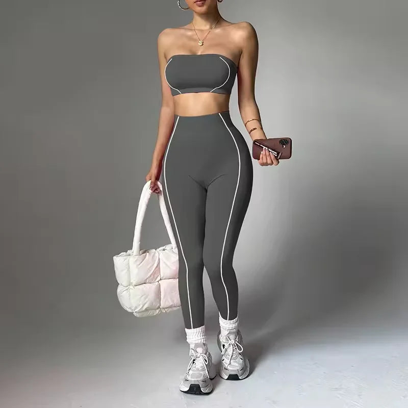 Customized Wholesale Plus Size 2 Piece Women Yoga Set Fitness Wear High Waist Leggings Seamless Pilates Active Stretch 100%