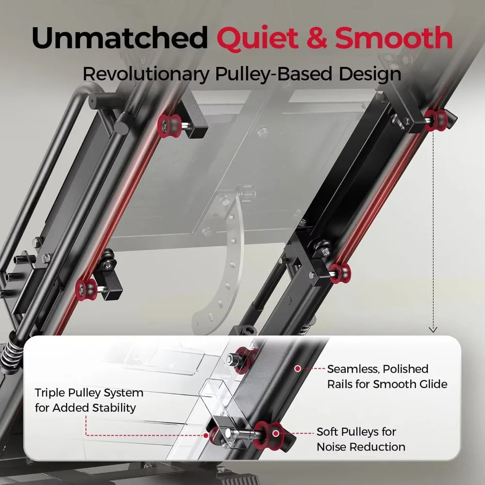 3-in-1 Leg Press Hack Squat Machine Ultra Quiet Pulley System Adjustable Home Gym Lower Body Strength Training Fitness Equipment
