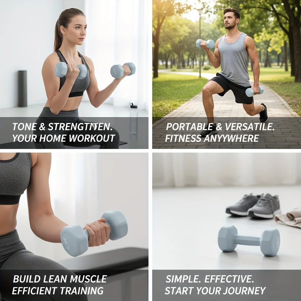 2pc 1kg Women's Dumbbell Set Home Gym Yoga PP Weightlifting Dumbbells Arm Training Hand Strength Equipment for Beginner Pro
