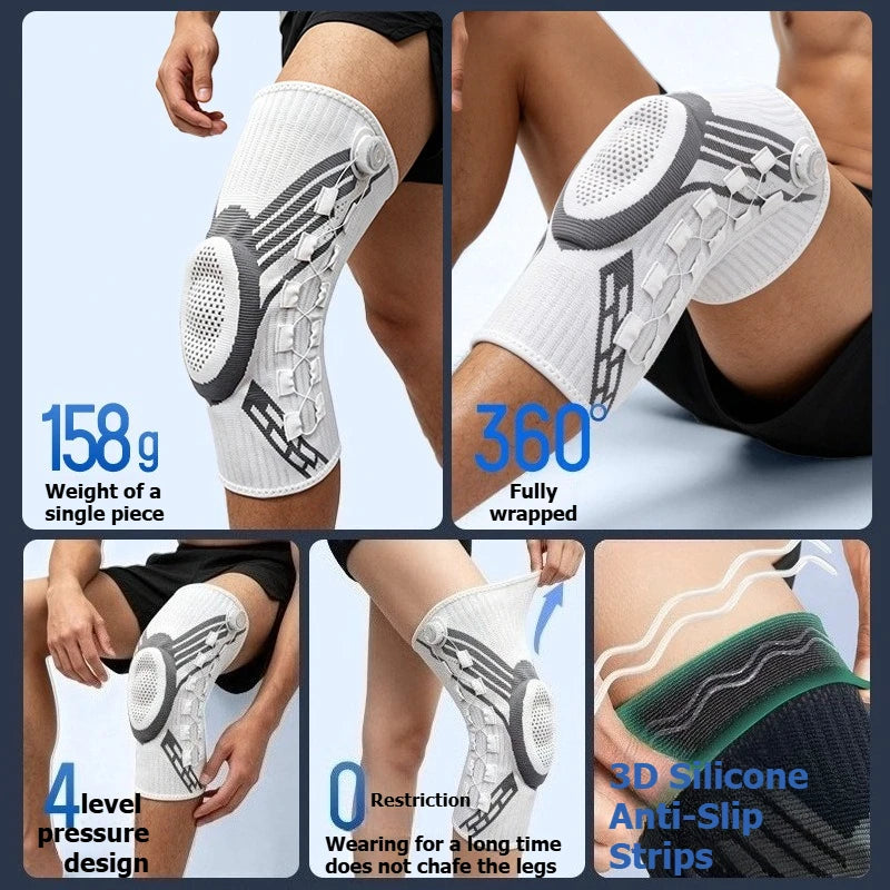 Sports knee support strap with spring support silicone shock absorption suitable for running basketball hiking outdoor sports