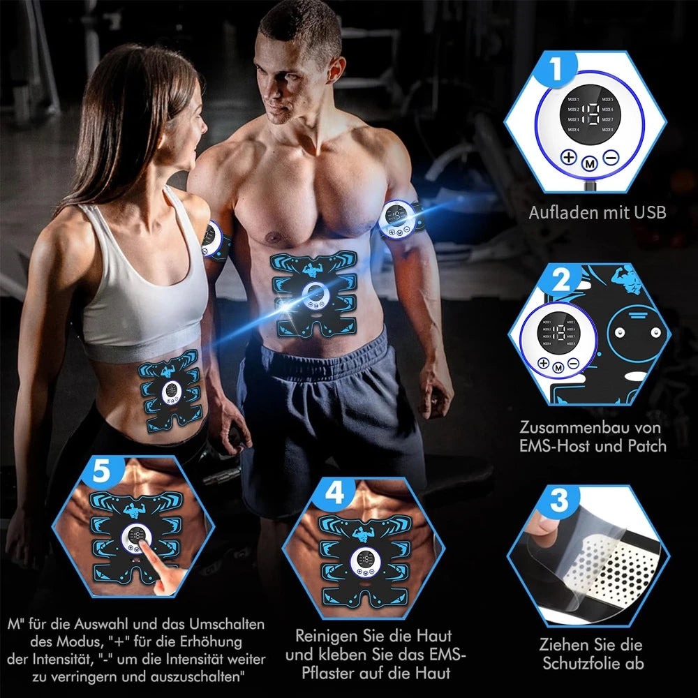 Wireless EMS Abdominal Stimulator 8 Pack Abs Muscle Toner with USB Charging,Professional Body Shaping Fitness Equipment for Home