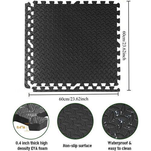 10mm Thick EVA Gym Floor Tiles 60x60cm Interlocking Anti Slip Foam Mats for Home Fitness Equipment Protection