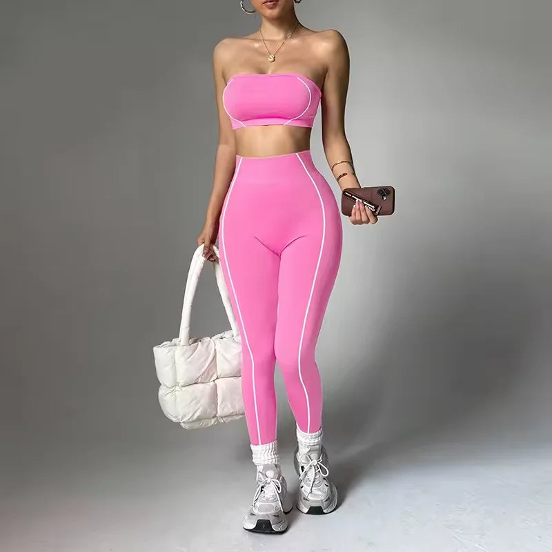 Customized Wholesale Plus Size 2 Piece Women Yoga Set Fitness Wear High Waist Leggings Seamless Pilates Active Stretch 100%