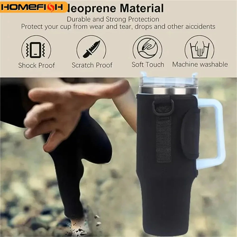 30/40OzWaterBottle Crossbody Bag Reusable Water Bottle Accessory Portable Water Bottle Cooler Bag with Adjustable Shoulder Strap