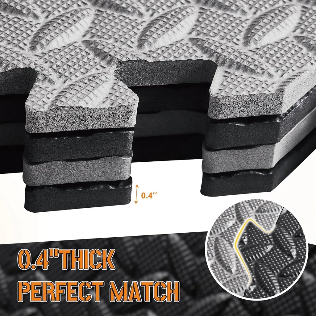 10mm Thick EVA Gym Floor Tiles 60x60cm Interlocking Anti Slip Foam Mats for Home Fitness Equipment Protection