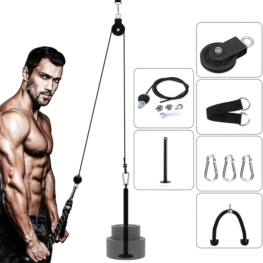 Nine-piece pulley fitness accessories rope self-made Big Bird home high pull down arm triceps fitness equipment X kit