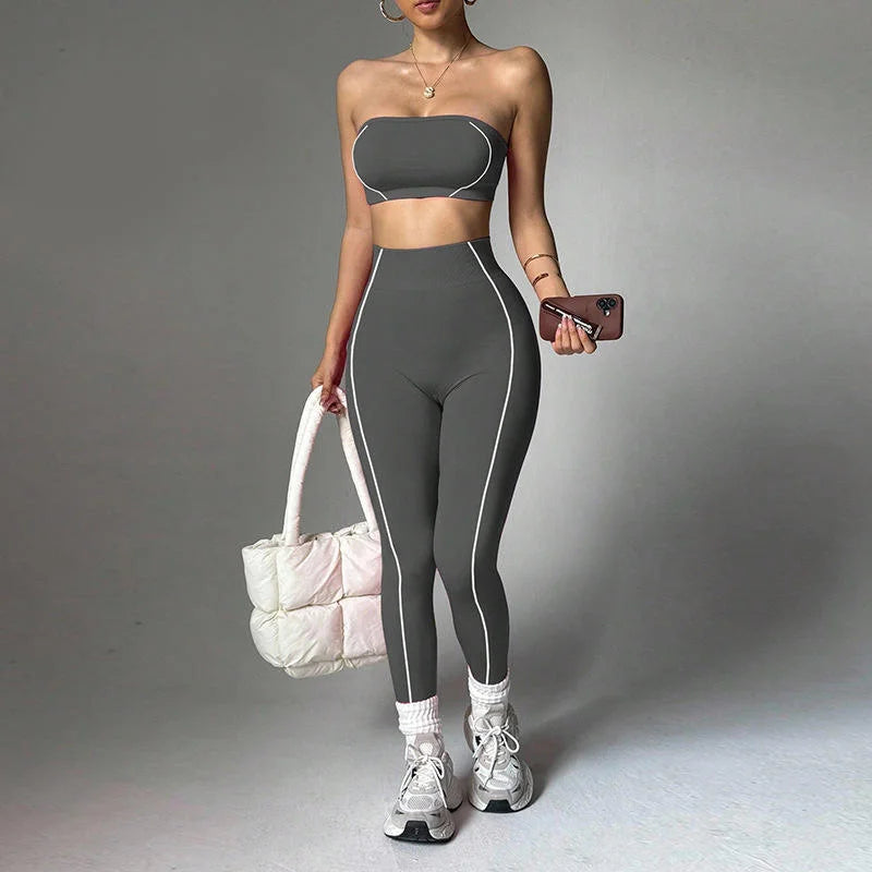 Customized Wholesale Plus Size 2 Piece Women Yoga Set Fitness Wear High Waist Leggings Seamless Pilates Active Stretch 100%