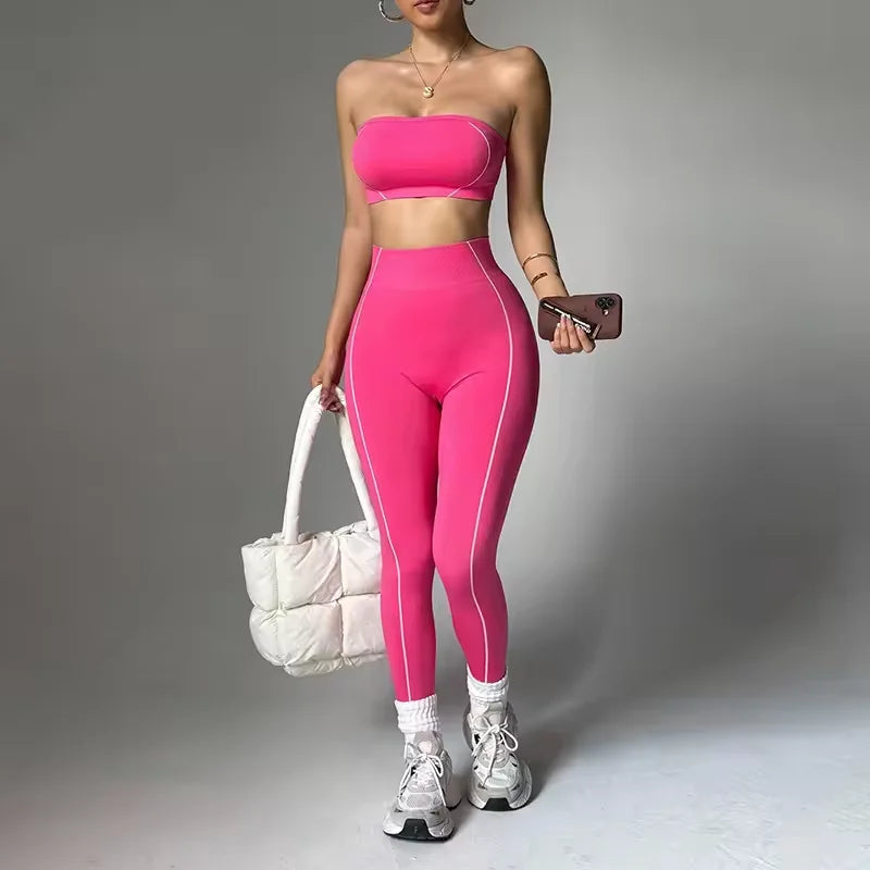 Customized Wholesale Plus Size 2 Piece Women Yoga Set Fitness Wear High Waist Leggings Seamless Pilates Active Stretch 100%