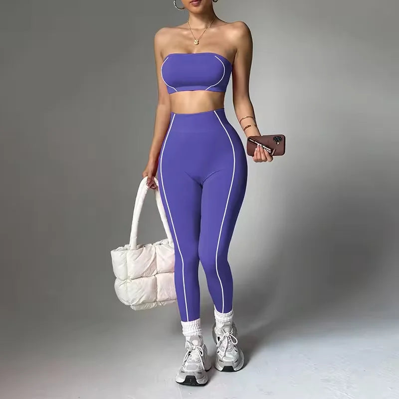 Customized Wholesale Plus Size 2 Piece Women Yoga Set Fitness Wear High Waist Leggings Seamless Pilates Active Stretch 100%
