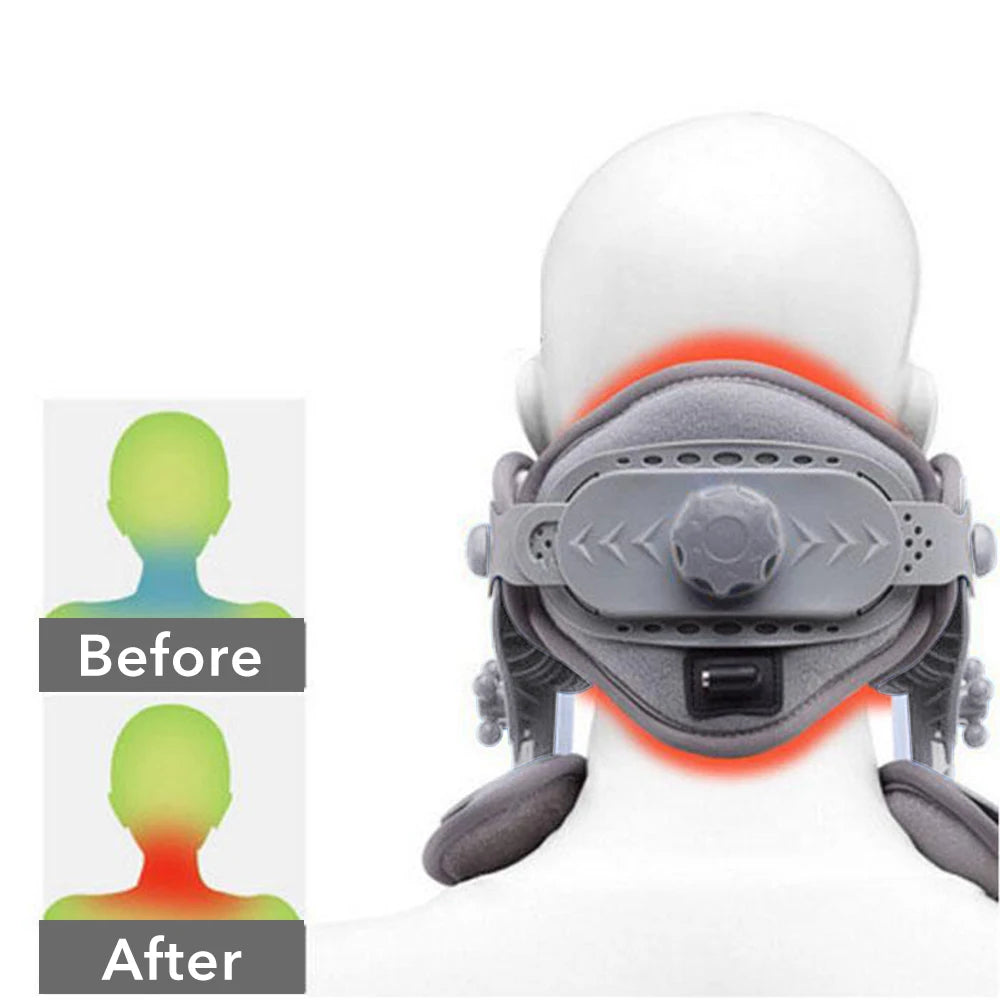 Adjustable Neck Traction Device Heating Neck Stretcher Cervical Traction Spine Collar Support  for Muscle Relaxation Home Office