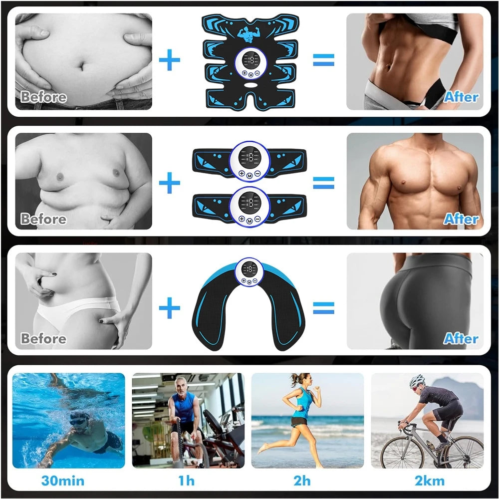 Wireless EMS Abdominal Stimulator 8 Pack Abs Muscle Toner with USB Charging,Professional Body Shaping Fitness Equipment for Home