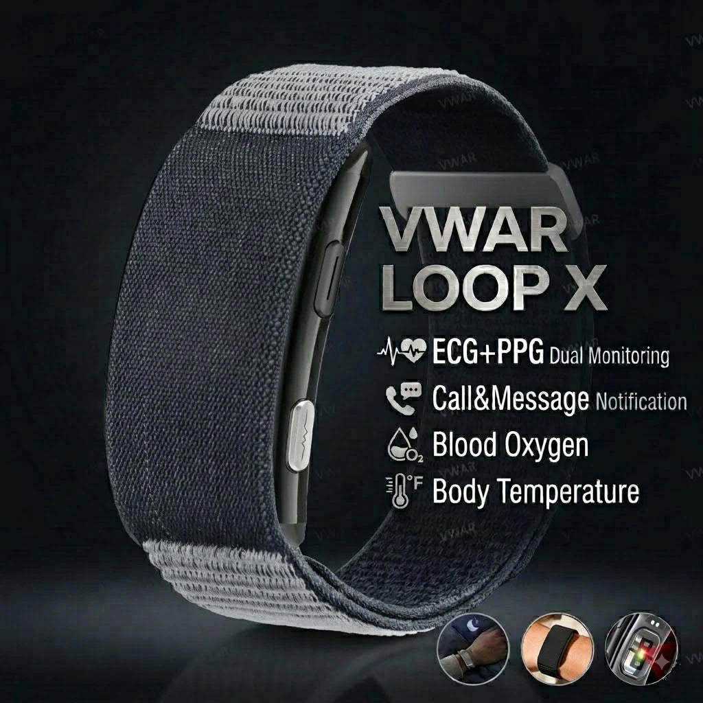 VWAR Loop X ECG Smart Bracelet Heart Rate Blood Pressure Waterproof Sport Fitness Tracker 2026 New Screenless Health Smartwatch