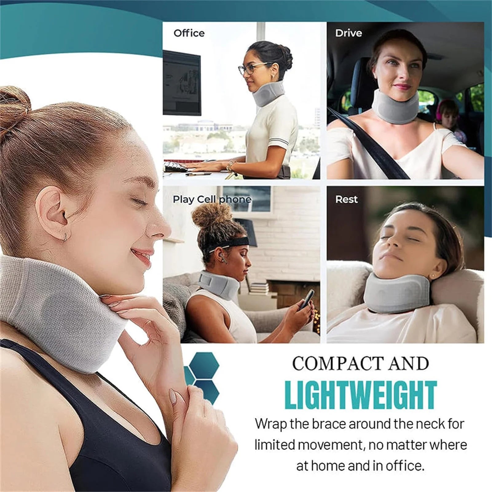 Soft Neck Supports Adjustable Foam Neck Braces Relieves Spine Pressure Neck Brace for Travel Home School Office Sleep
