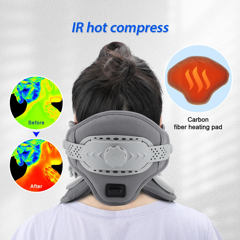 Adjustable Neck Traction Device Heating Neck Stretcher Cervical Traction Spine Collar Support  for Muscle Relaxation Home Office