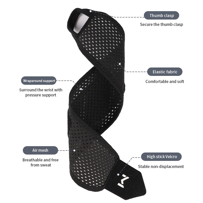 2pcs Adjustable Wrist Strap Sports Wrist Support Brace Black Weightlifting Wristband For Men & Women Badminton Tennis Gym