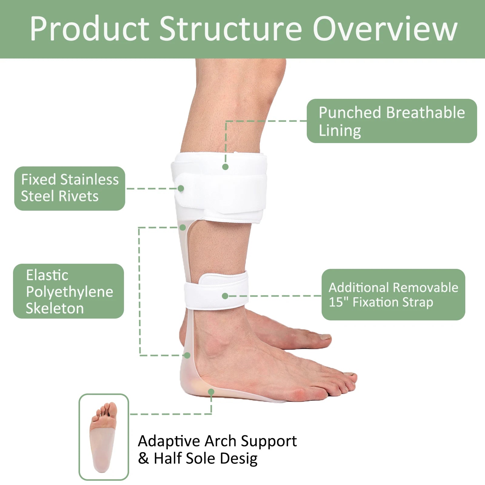 AFO Drop Foot Brace for Walking - Ankle Foot Orthosis Support - Foot Drop Orthotic Brace - Drop Foot Splint - for Men and Women