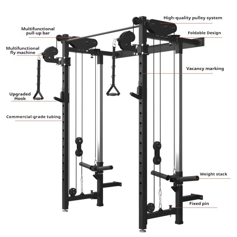 Foldable squat rack wall bird comprehensive trainer free bench press high pull-down Large Fitness Equipment Integrated