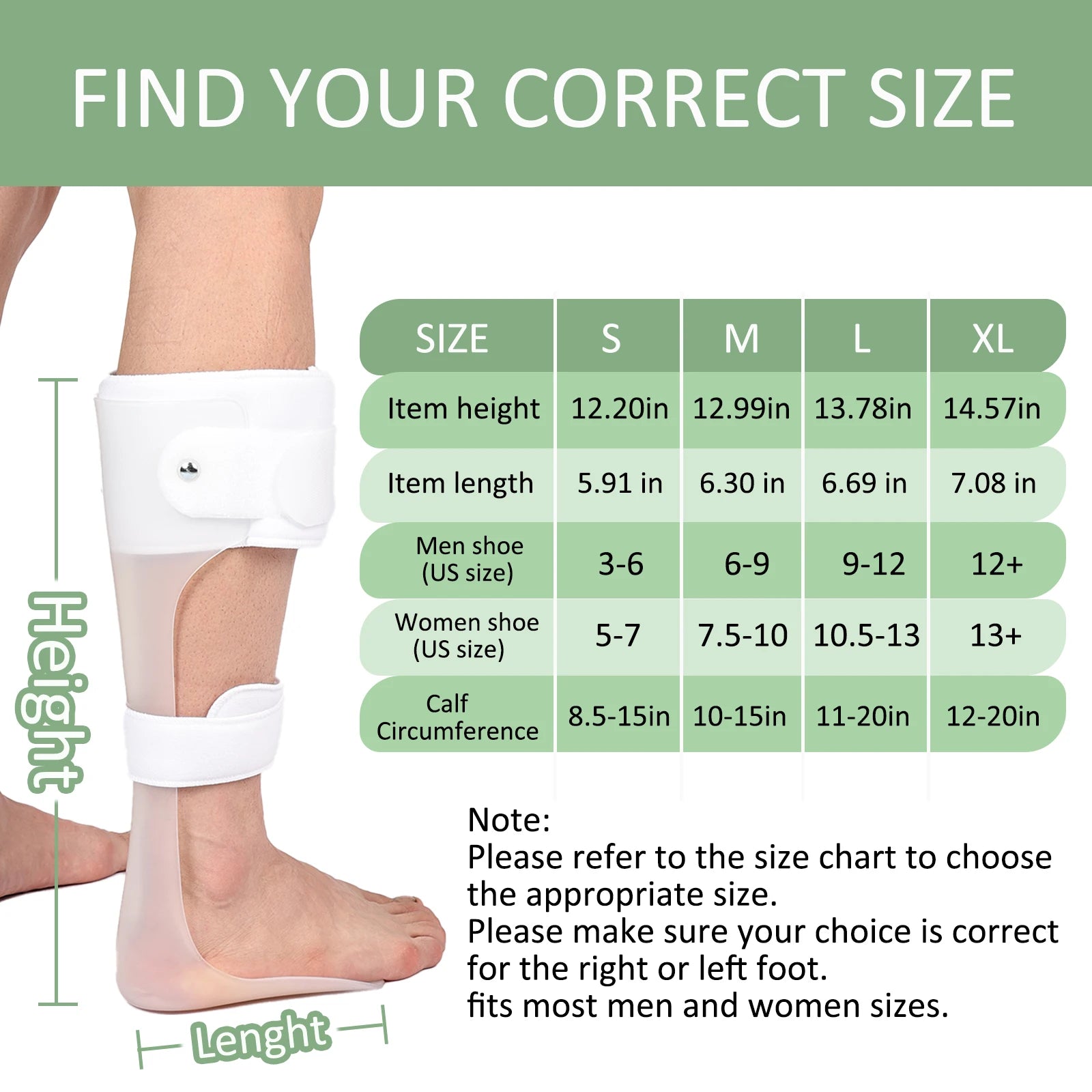 AFO Drop Foot Brace for Walking - Ankle Foot Orthosis Support - Foot Drop Orthotic Brace - Drop Foot Splint - for Men and Women