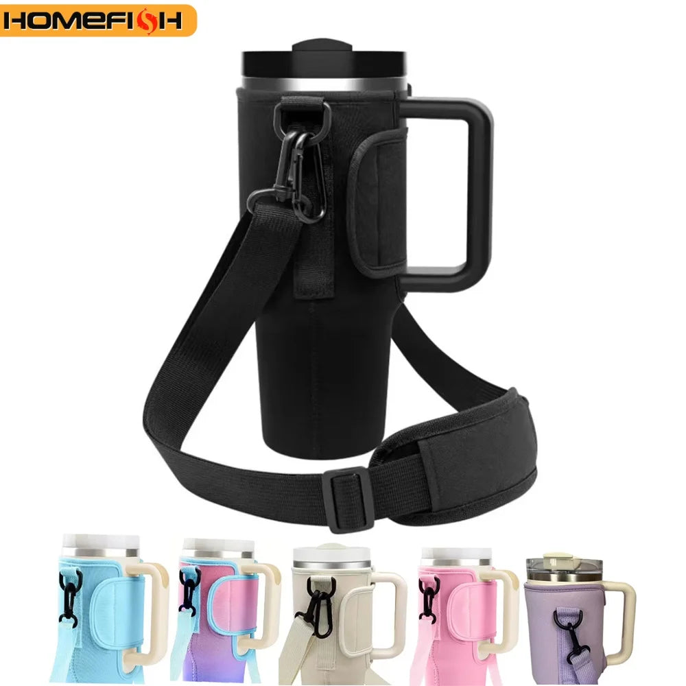 30/40OzWaterBottle Crossbody Bag Reusable Water Bottle Accessory Portable Water Bottle Cooler Bag with Adjustable Shoulder Strap