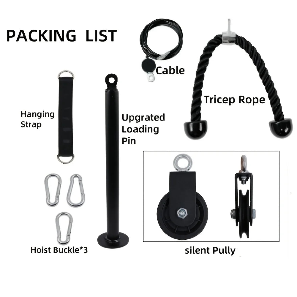 Nine-piece pulley fitness accessories rope self-made Big Bird home high pull down arm triceps fitness equipment X kit