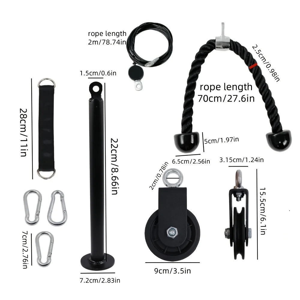 Nine-piece pulley fitness accessories rope self-made Big Bird home high pull down arm triceps fitness equipment X kit