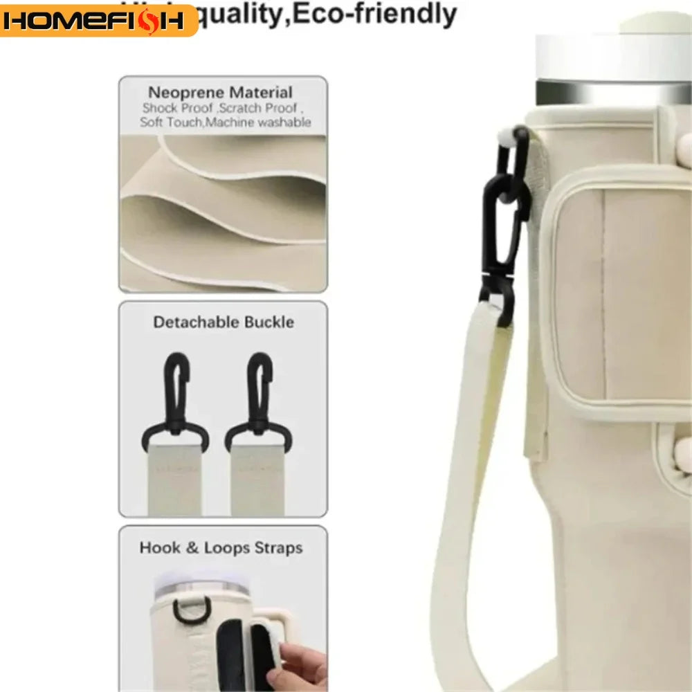 30/40OzWaterBottle Crossbody Bag Reusable Water Bottle Accessory Portable Water Bottle Cooler Bag with Adjustable Shoulder Strap