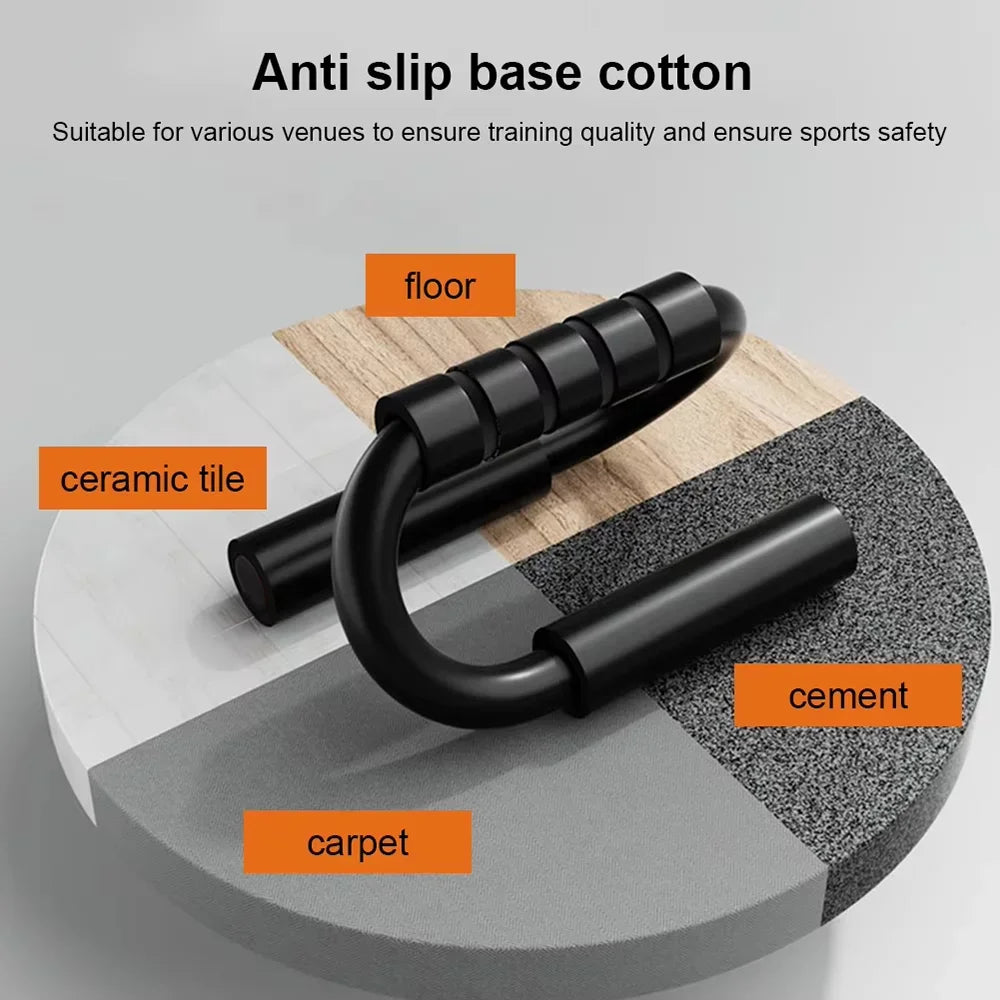 S Shaped Push Up Bars Anti-Slip Foam Handles Thickened Steel Pipe Sturdy Home Gym Chest Strength Training Fitness Equipment