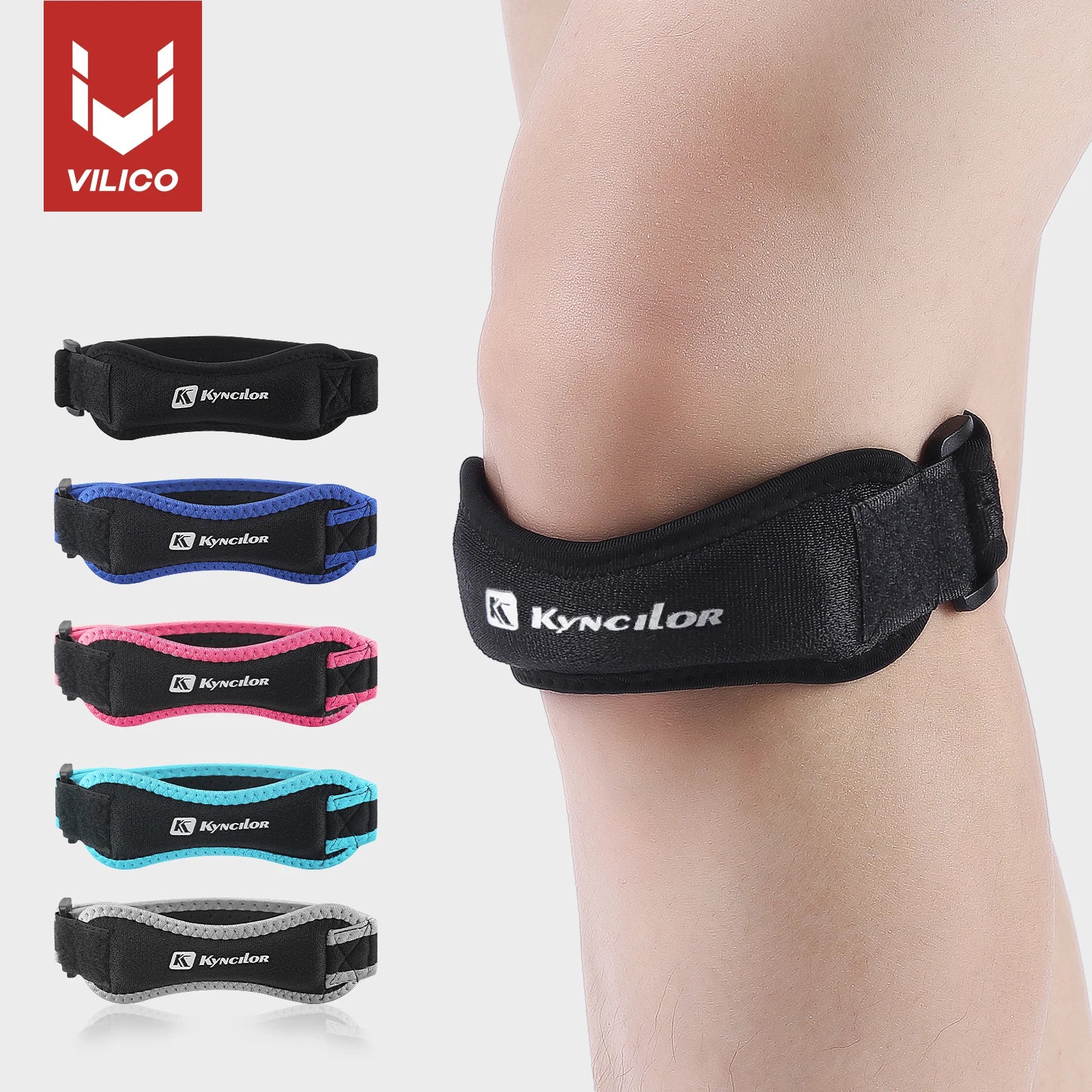 Piece Knee Patellar Tendon Knee Support Strape Brace Adjustable Shock Absorption Compression Knee Pad