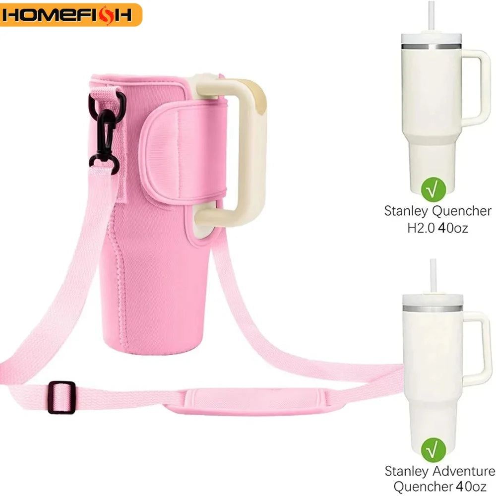 30/40OzWaterBottle Crossbody Bag Reusable Water Bottle Accessory Portable Water Bottle Cooler Bag with Adjustable Shoulder Strap