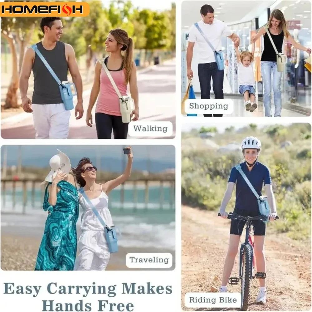30/40OzWaterBottle Crossbody Bag Reusable Water Bottle Accessory Portable Water Bottle Cooler Bag with Adjustable Shoulder Strap