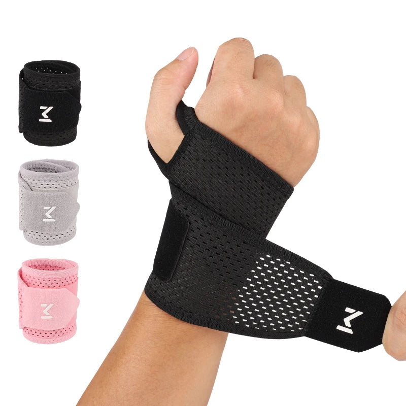 2pcs Adjustable Wrist Strap Sports Wrist Support Brace Black Weightlifting Wristband For Men & Women Badminton Tennis Gym