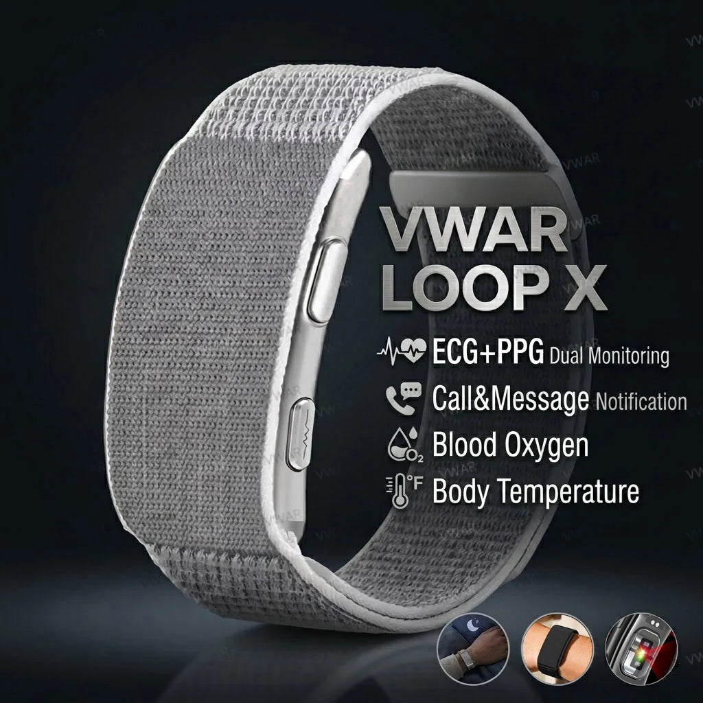 VWAR Loop X ECG Smart Bracelet Heart Rate Blood Pressure Waterproof Sport Fitness Tracker 2026 New Screenless Health Smartwatch