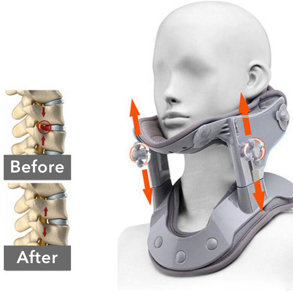Adjustable Neck Traction Device Heating Neck Stretcher Cervical Traction Spine Collar Support  for Muscle Relaxation Home Office