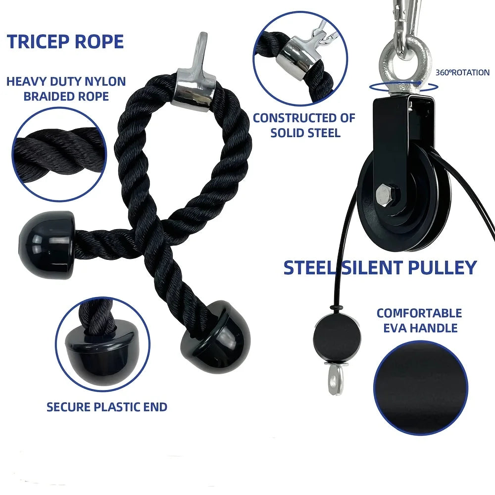 Nine-piece pulley fitness accessories rope self-made Big Bird home high pull down arm triceps fitness equipment X kit