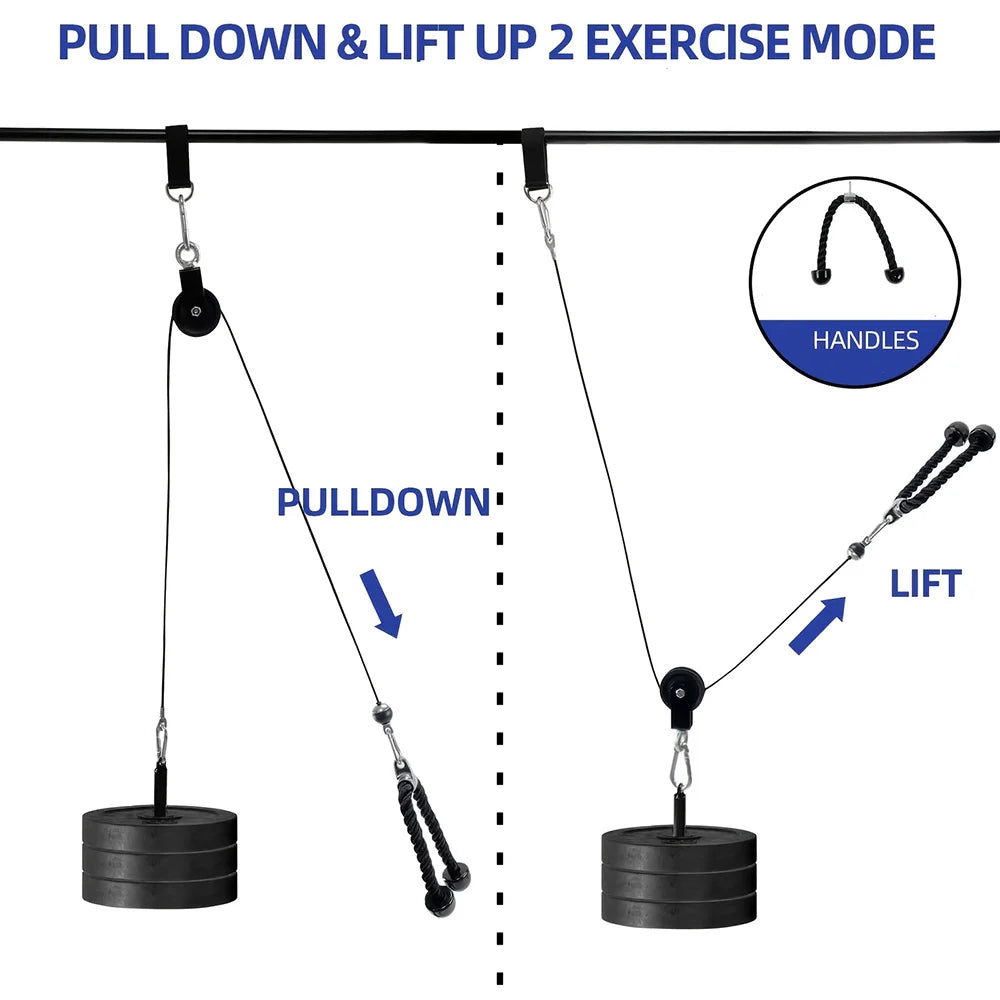 Nine-piece pulley fitness accessories rope self-made Big Bird home high pull down arm triceps fitness equipment X kit